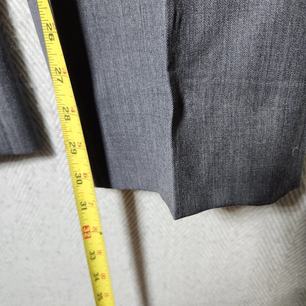Egara Peak Lapel Slim Fit 100% Wool 2 Piece Mens 44R Gray Suit 33x30
